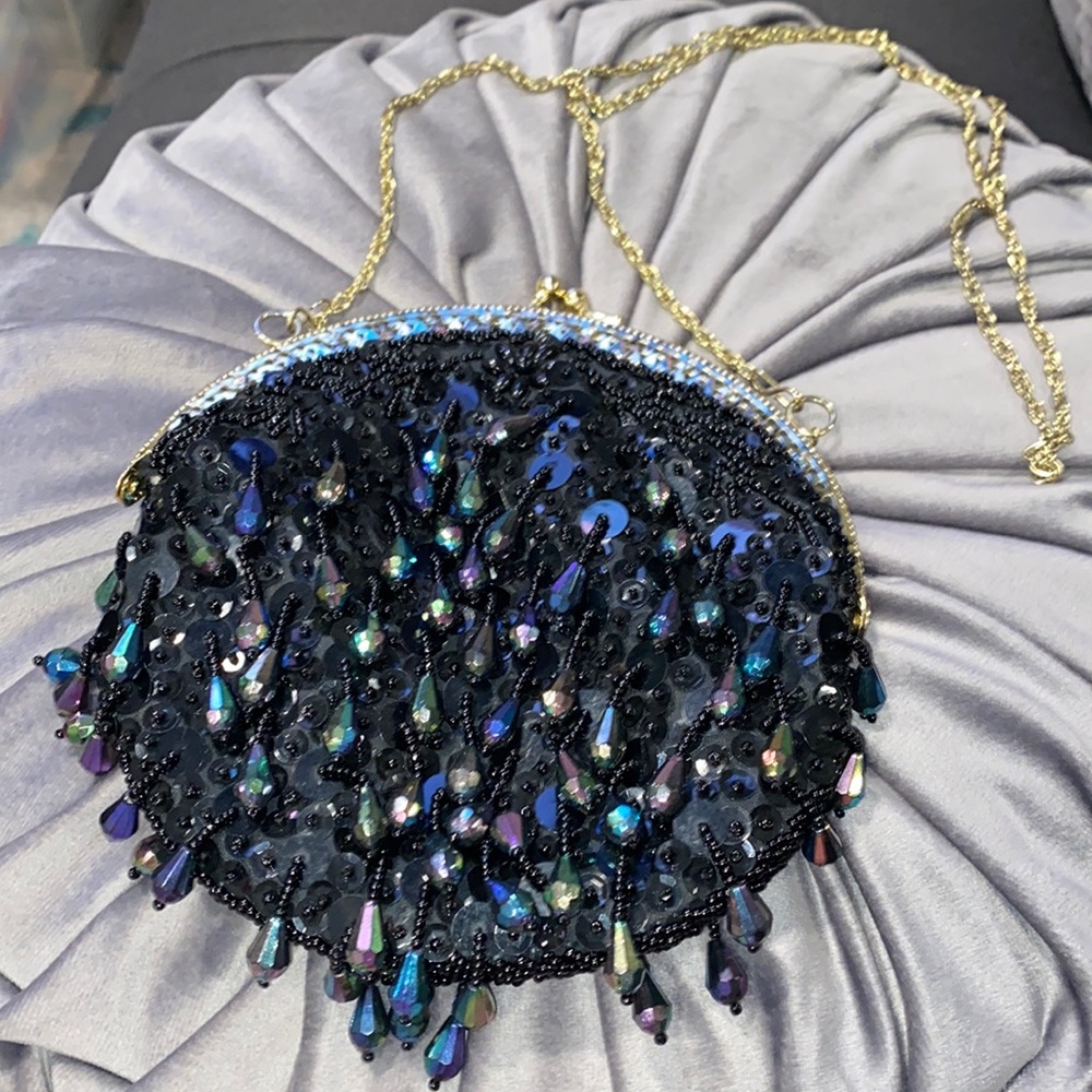 Vintage black beaded purse/clutch